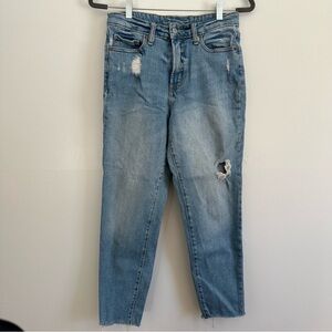 Old Navy O.G. Straight high rise light distressed jeans raw edge hem